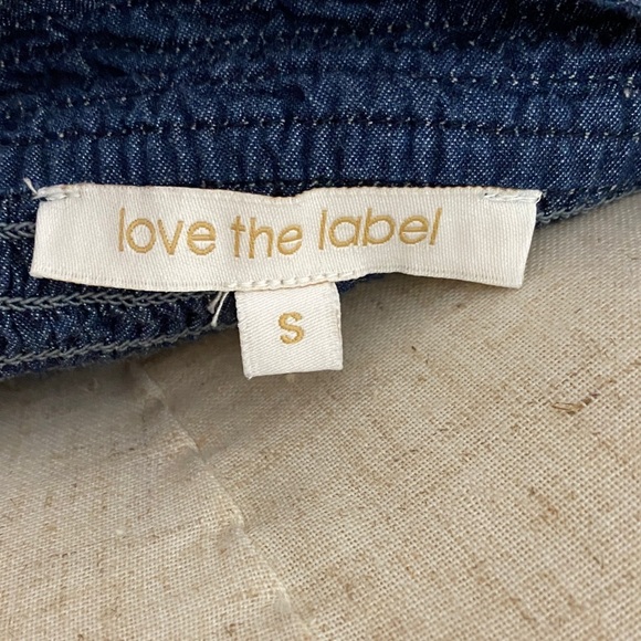 Anthropologie “Love The Label” Denim Smocked Puff Sleeve Top, Size S - Picture 2 of 7